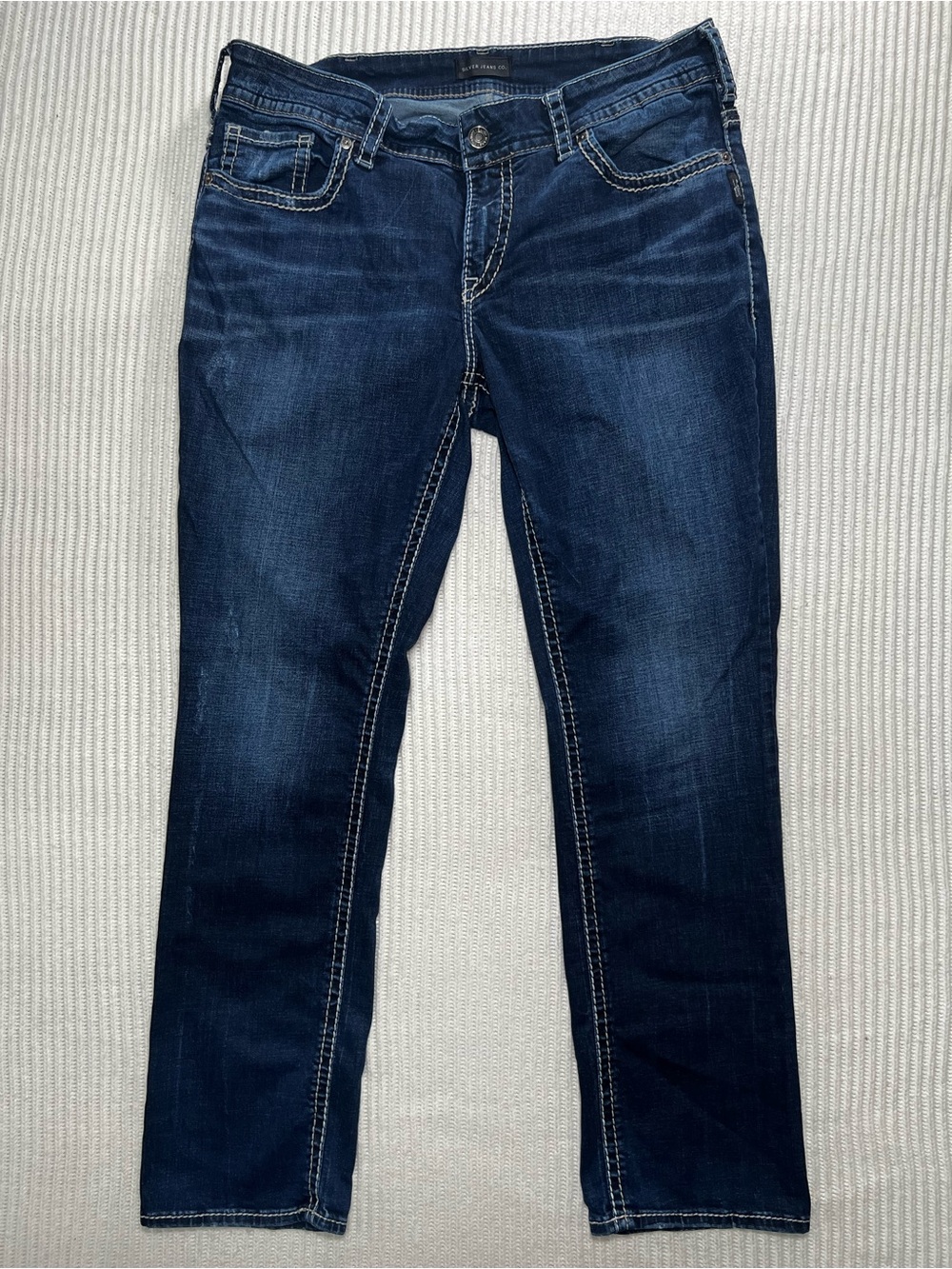 A-002 Silver Women’s 18W Dark Blue Straight-Leg Jeans